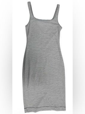 Zara Trafaluc Black & White Striped Fitted Tank Dress Sz S